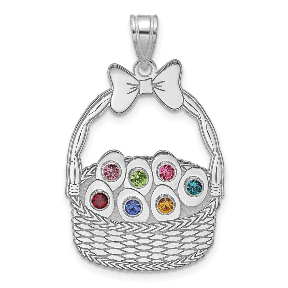 Sterling Silver 7 Birthstone with SS Bezel Easter Basket Pendant QMP1538_7SS--6