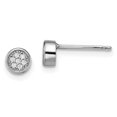 QMP258 Brilliant Embers Sterling Silver Rhodium-plated 14 Stone Micro Pav������������������������������������������������������ CZ Polished Post Earrings
