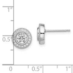 QMP328 Brilliant Embers Sterling Silver Rhodium-plated 40 Stone Micro Pav������ Halo CZ Post Earrings