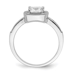 Brilliant Embers Sterling Silver Rhodium-plated 37 Stone Halo Micro Pav������������������ CZ Ring