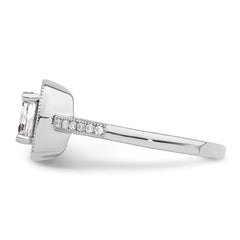 Brilliant Embers Sterling Silver Rhodium-plated 37 Stone Halo Micro Pav������������������ CZ Ring