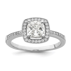 Brilliant Embers Sterling Silver Rhodium-plated 37 Stone Halo Micro Pav������������������ CZ Ring