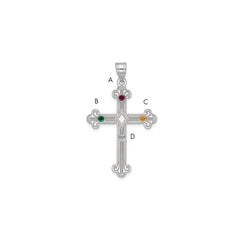 Sterling Silver Rh-plt Crystal Family Cross Pendant QMP3_4SS--6