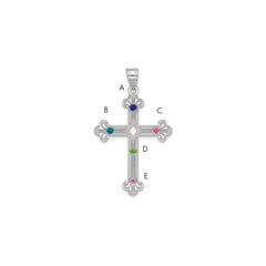 Sterling Silver Rh-plt Crystal Family Cross Pendant QMP3_5SS--6