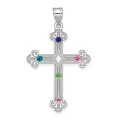 Sterling Silver Rh-plt Crystal Family Cross Pendant QMP3_5SS--6