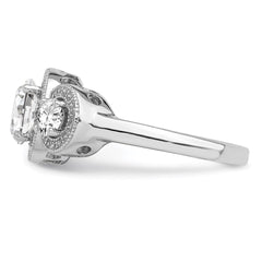 Brilliant Embers Sterling Silver Rhodium-plated 50 Stone Micro Pav������������������ CZ Ring