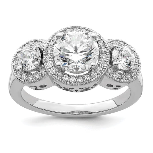 Brilliant Embers Sterling Silver Rhodium-plated 50 Stone Micro Pav������������������ CZ Ring