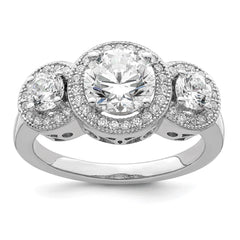 Brilliant Embers Sterling Silver Rhodium-plated 50 Stone Micro Pav������������������ CZ Ring