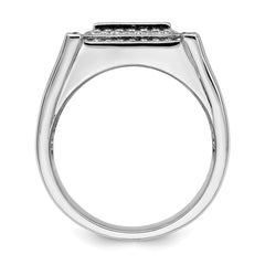 Brilliant Embers Sterling Silver Rhodium-plated 109 Stone Micro Pav������������������ CZ Men's Ring
