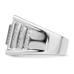 Brilliant Embers Sterling Silver Rhodium-plated 109 Stone Micro Pav������������������ CZ Men's Ring