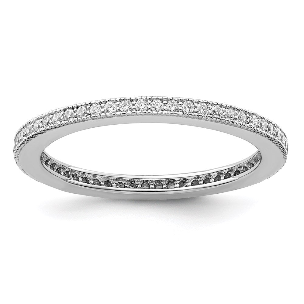 Brilliant Embers Sterling Silver Rhodium-plated 60 Stone Micro Pav������������������ CZ Ring