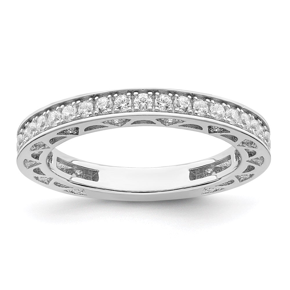 Brilliant Embers Sterling Silver Rhodium-plated 59 Stone Micro Pav������������������ CZ Ring