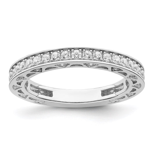 Brilliant Embers Sterling Silver Rhodium-plated 59 Stone Micro Pav������������������ CZ Ring