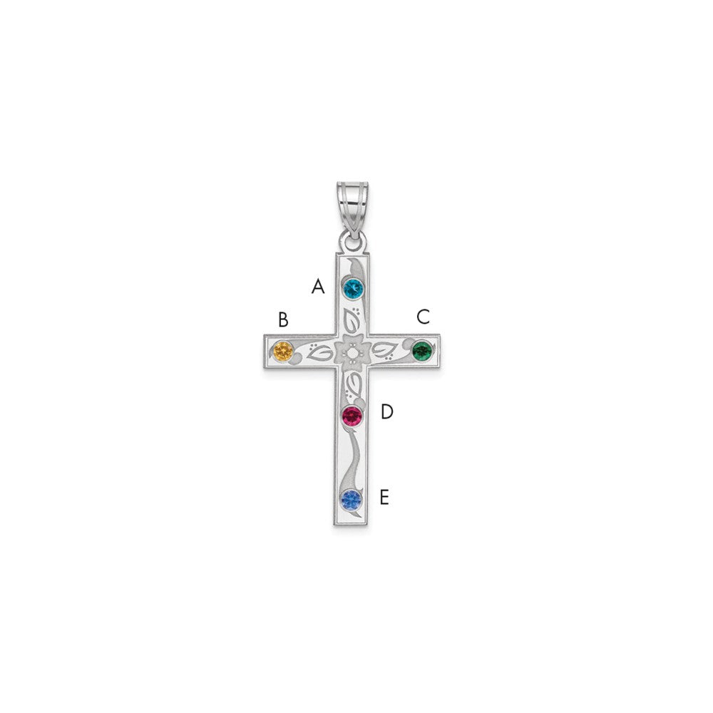 Sterling Silver Rh-plt Crystal Family Cross Pendant QMP4_5SS--6