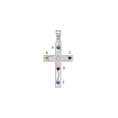 Sterling Silver Rh-plt Crystal Family Cross Pendant QMP4_5SS--6