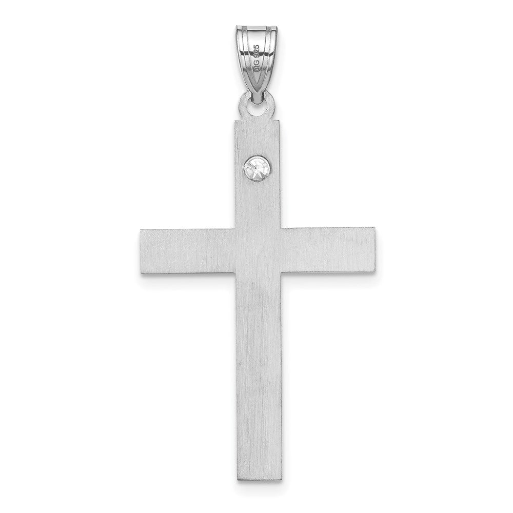 Sterling Silver Rh-plt Crystal Family Cross Pendant QMP5_1SS--6