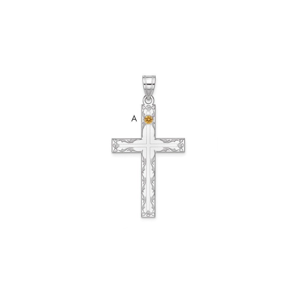 Sterling Silver Rh-plt Crystal Family Cross Pendant QMP5_1SS--6