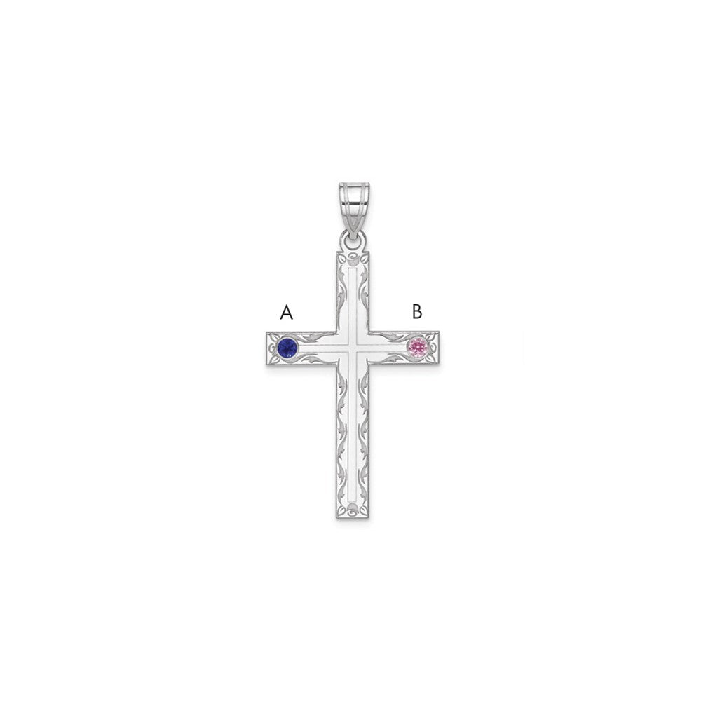Sterling Silver Rh-plt Crystal Family Cross Pendant QMP5_2SS--6