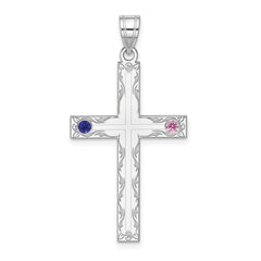 Sterling Silver Rh-plt Crystal Family Cross Pendant QMP5_2SS--6