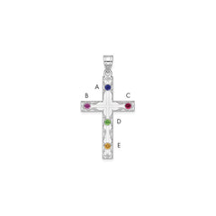 Sterling Silver Rh-plt Crystal Family Cross Pendant QMP5_5SS--6