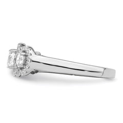 Brilliant Embers Sterling Silver Rhodium-plated 42 Stone Halo Micro Pav������������������ CZ 3 Stone Ring