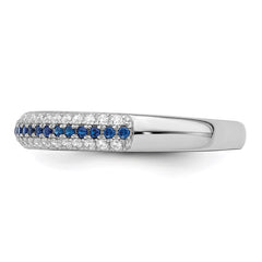 Brilliant Embers Sterling Silver Rhodium-plated 67 Stone Blue and White Micro Pav������������������ CZ Polished Ring