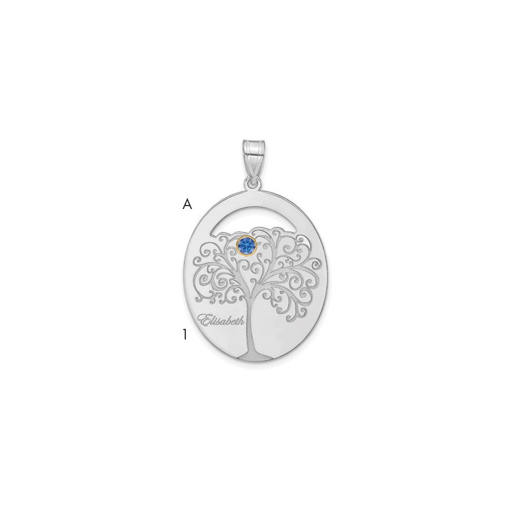 Sterling Silver/Rhod-plated 1 Birthstone with 14k Bezel Family Pendant QMP9_1G--6
