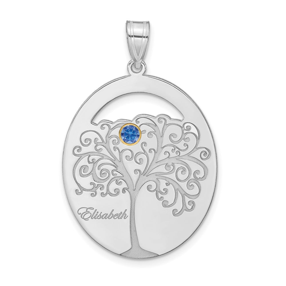 Sterling Silver/Rhod-plated 1 Birthstone with 14k Bezel Family Pendant QMP9_1G--6