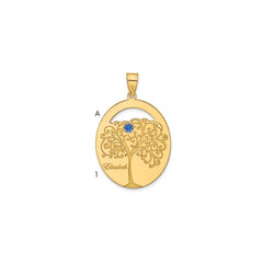 Sterling Silver/Gold-plated 1 Birthstone with SS Bezel Family Pendant QMP9_1GP--6