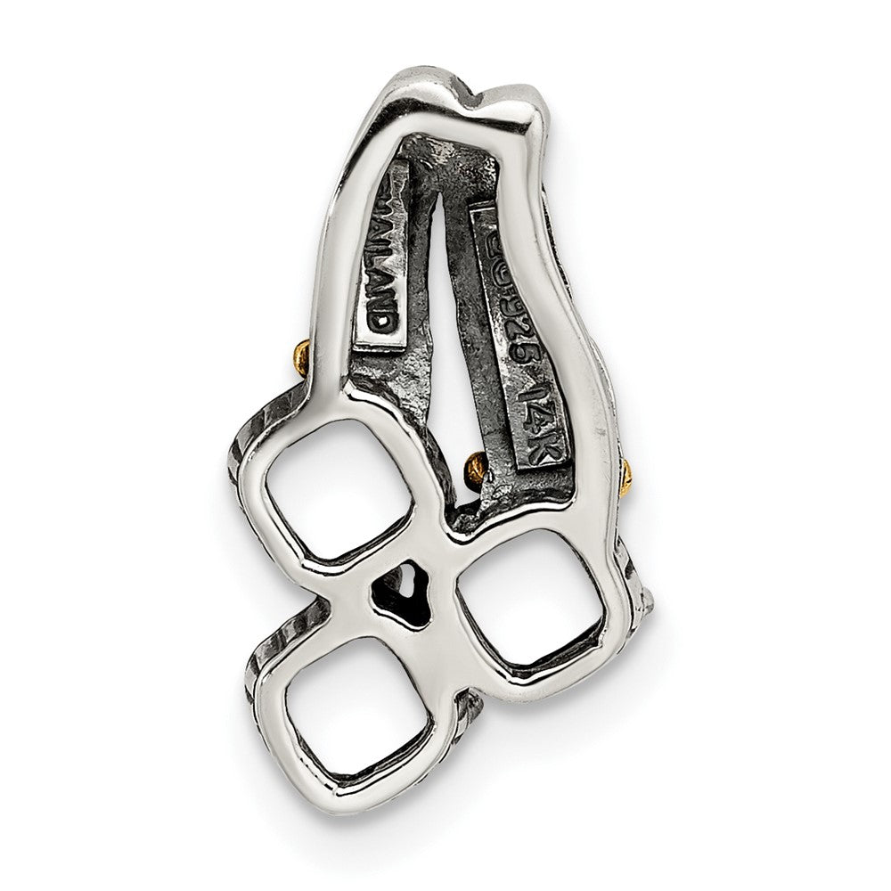 Sterling Silver Antiqued w/14k 3-stone Mother's Pendant QMPD10_3--6