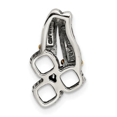 Sterling Silver Antiqued w/14k 3-stone Mother's Pendant QMPD10_3--6