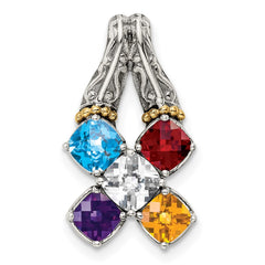 Sterling Silver Antiqued w/14k 5-stone Mother's Pendant QMPD10_5--6