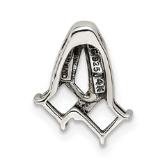 Sterling Silver Antiqued w/14k 2-stone w/Diamond Mother's Pendant QMPD12_2--6