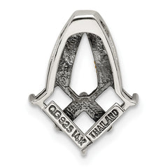 Sterling Silver Antiqued w/14k 3-stone w/Diamond Mothers Pendant Semi-Mount QMPD12_3--6