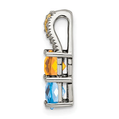 Sterling Silver Antiqued w/14k 4-stone w/Diamond Mothers Pendant Semi-Mount QMPD12_4--6