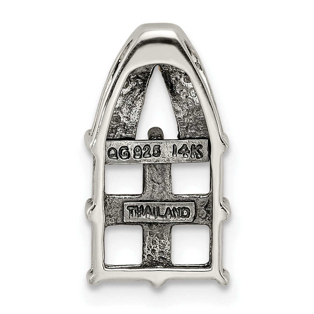 Sterling Silver Antiqued w/14k 4-stone w/Diamond Mothers Pendant Semi-Mount QMPD12_4--6