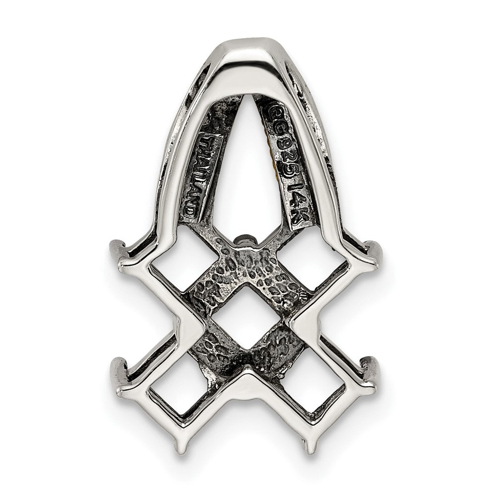 Sterling Silver Antiqued w/14k 5-stone w/Diamond Mothers Pendant Semi-Mount QMPD12_5--6