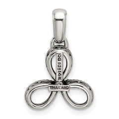 Sterling Silver Antiqued w/14k 3-stone w/Diamond Mother's Pendant QMPD20_3--6