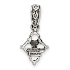 Sterling Silver Antiqued w/14k 4-stone w/Diamond Mother's Pendant QMPD23_4--6