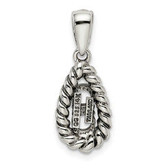 Sterling Silver Antiqued w/14k 2-stone w/Diamond Mothers Pendant Semi-Mount QMPD25_2--6