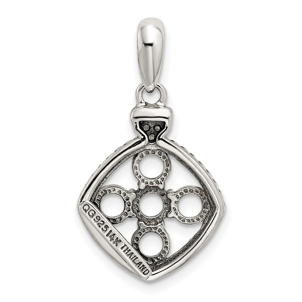 Sterling Silver Antiqued w/14k 5-stone w/Diamond Mothers Pendant Semi-Mount QMPD26_5--6