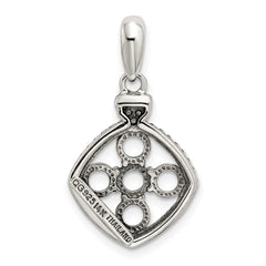 Sterling Silver Antiqued w/14k 5-stone w/Diamond Mothers Pendant Semi-Mount QMPD26_5--6