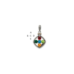 Sterling Silver Antiqued w/14k 5-stone w/Diamond Mothers Pendant Semi-Mount QMPD26_5--6
