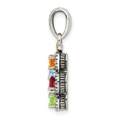 Sterling Silver Antiqued w/14k 4-stone w/Diamond Mothers Pendant Semi-Mount QMPD27_4--6