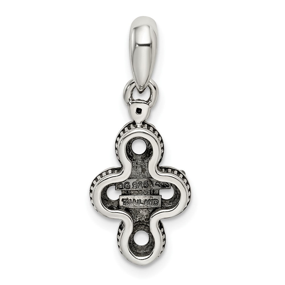 Sterling Silver Antiqued w/14k 4-stone w/Diamond Mothers Pendant Semi-Mount QMPD27_4--6