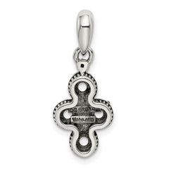 Sterling Silver Antiqued w/14k 4-stone w/Diamond Mother's Pendant QMPD27_4--6