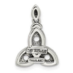 Sterling Silver Antiqued w/14k 3-stone w/Diamond Mothers Pendant Semi-Mount QMPD28_3--6
