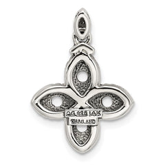 Sterling Silver Antiqued w/14k 4-stone w/Diamond Mothers Pendant Semi-Mount QMPD28_4--6