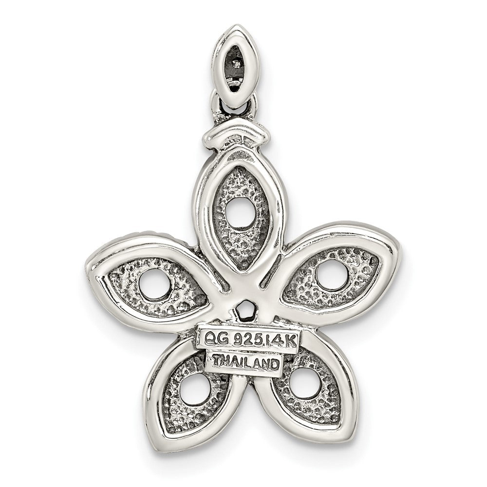 Sterling Silver Antiqued w/14k 5-stone w/Diamond Mothers Pendant Semi-Mount QMPD28_5--6