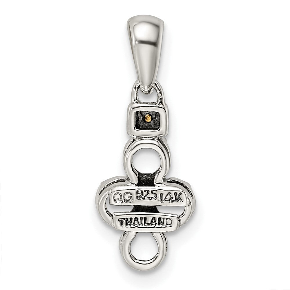 Sterling Silver Antiqued w/14k 4-stone w/Diamond Mothers Pendant Semi-Mount QMPD37_4--6